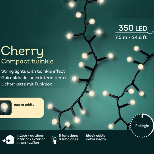  350 Led Cherry Balls Twinkle &    - Soft Warm 10.7m    Epilegin. 